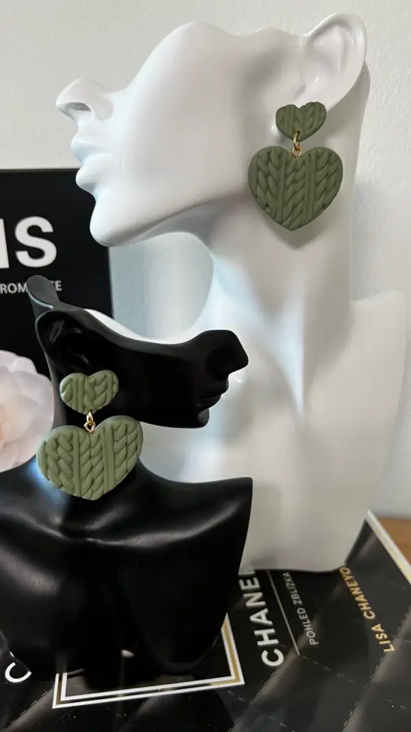 Green Heart Earrings